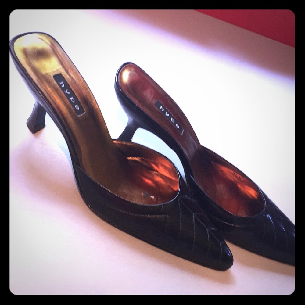 HYPE black leather mules size 8.5
